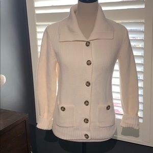 Sz S Orvis Cream Cotton Cardigan Sweater